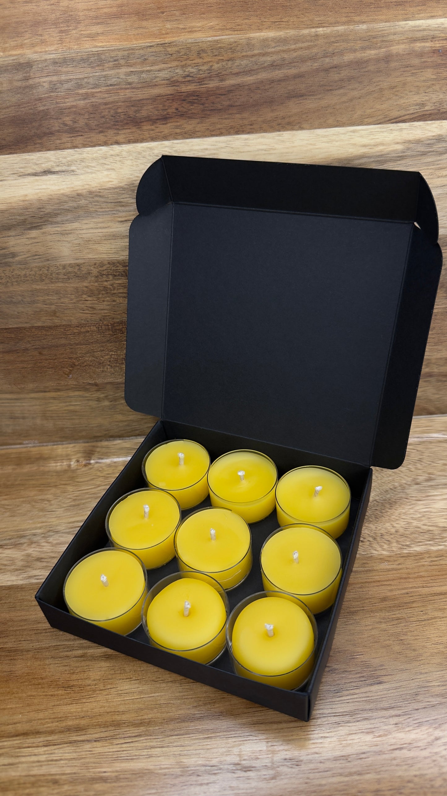 Pure Golden Beeswax Tea Light Candles – Pack of 9 (Unscented)